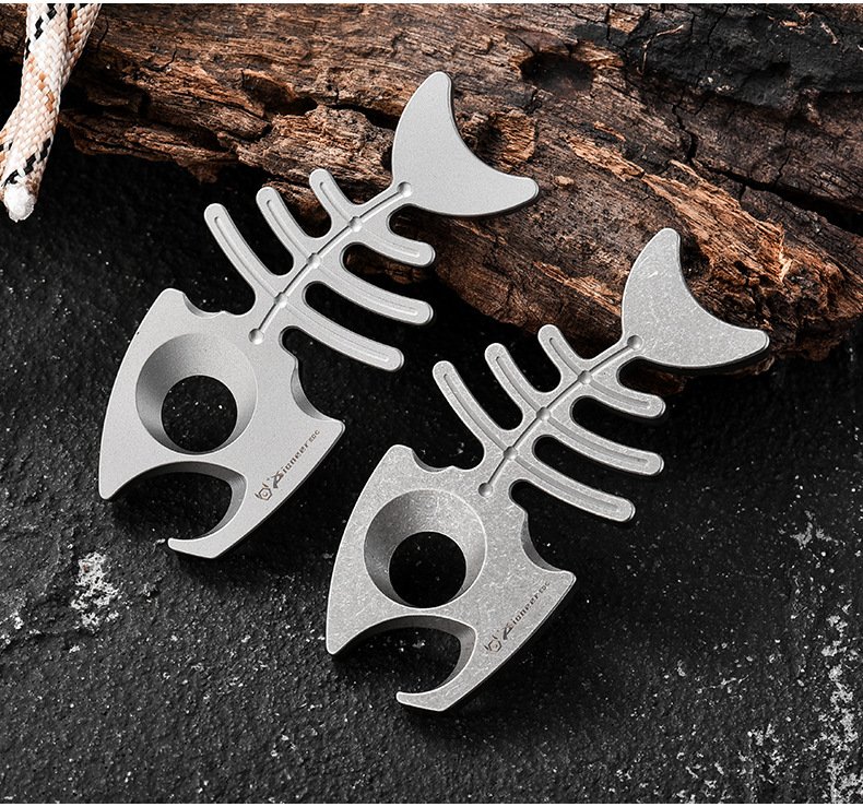 Titanium Fishbone Bottle Opener – Grade 5 Titanium EDC Pocket Tool for Everyday Carry