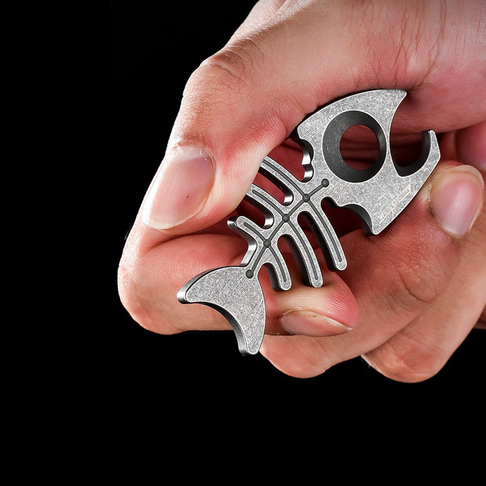 Titanium Fishbone Bottle Opener – Grade 5 Titanium EDC Pocket Tool for Everyday Carry - Image 4