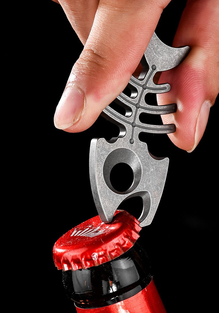 Titanium Fishbone Bottle Opener – Grade 5 Titanium EDC Pocket Tool for Everyday Carry - Image 3